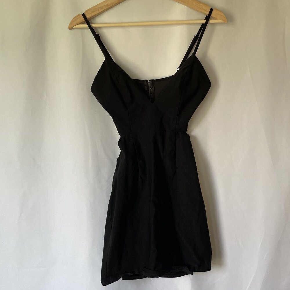 Tobi little black dress cutouts deep v-neck short backless dress night out